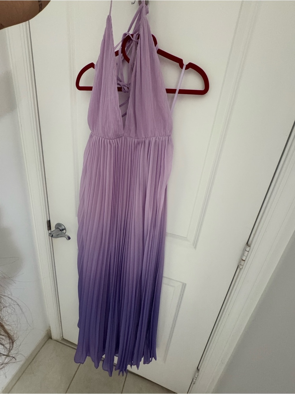 Hello Molly Lilac Ombre Pleated Halter Maxi Dress